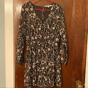 Floral Textured Long Sleeve Dress